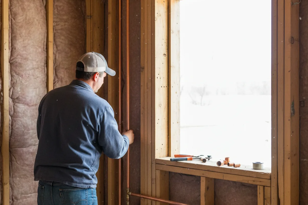 Licensed plumber running new copper supply lines in a Mahanoy City home